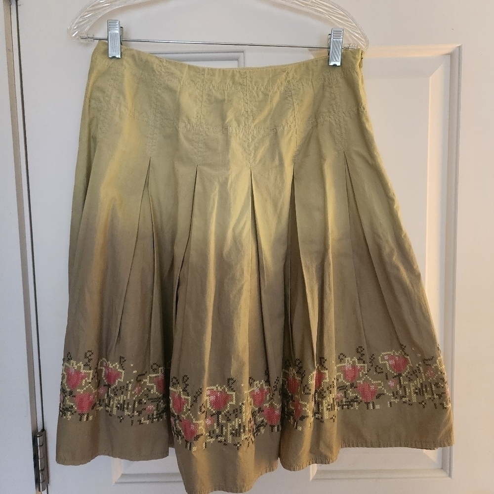 Cottagecore Talbots Tulip cotton skirt size 8 petite Needlepoint - Picture 2 of 5